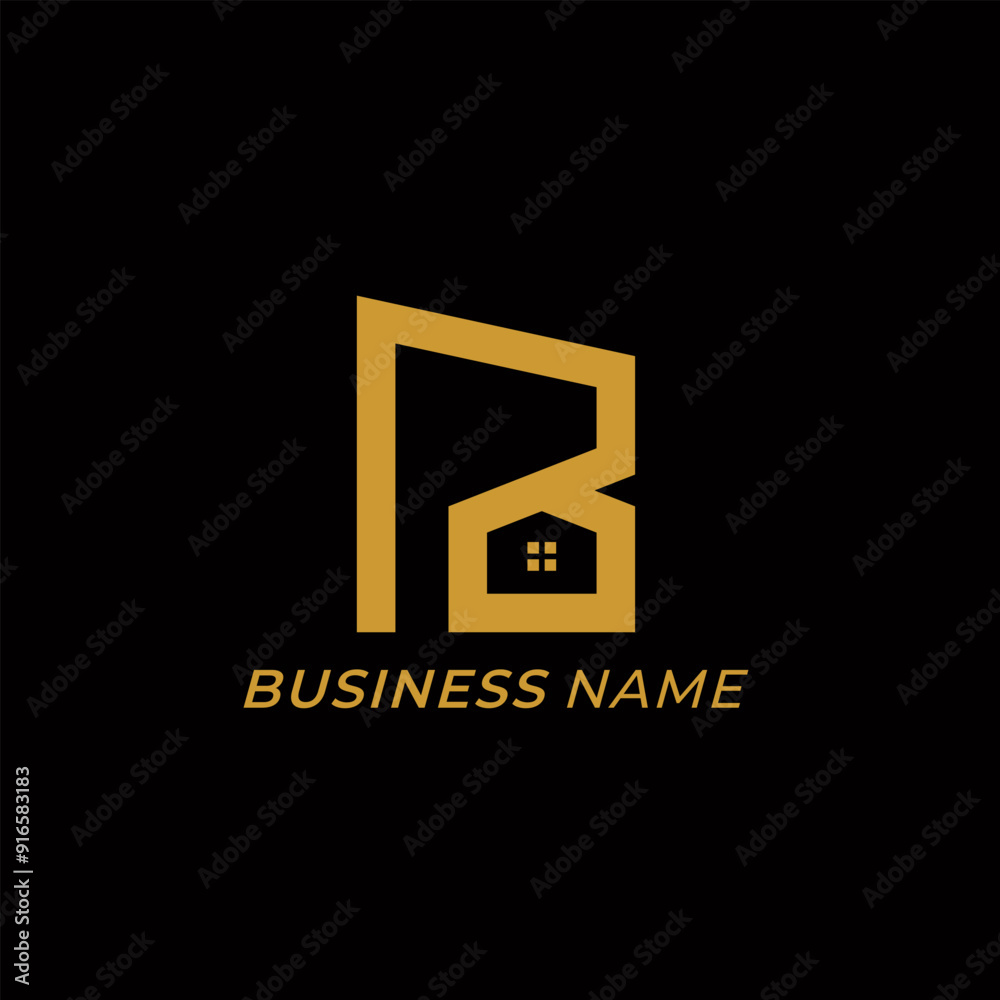 design logo creative letter P and house design logo creative letter P and house