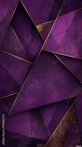 Modern deep purple design featuring geometric elements accented with touches of luxurious gold