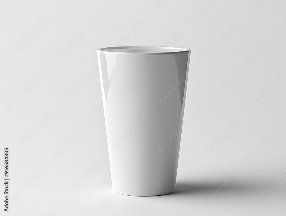 White tumbler mockup placed on a plain white background, showcasing its sleek design White tumbler mockup placed on a plain white background, showcasing its sleek design