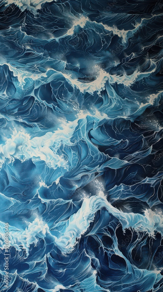 Obraz premium Abstract Ocean Waves Painting