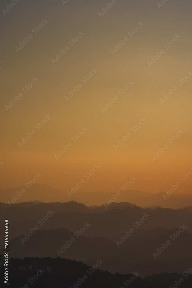 landscape and travel concept with sunset and twilight sky with layer of mountain landscape and travel concept with sunset and twilight sky with layer of mountain