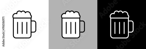 シンプルな線画のビールのベクターアイコン