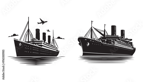 Passenger Ships silhouette vector