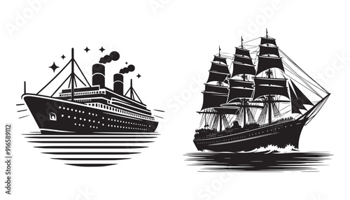 Cargo Ships silhouette vector