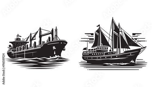 Research Vessels ship in the sea