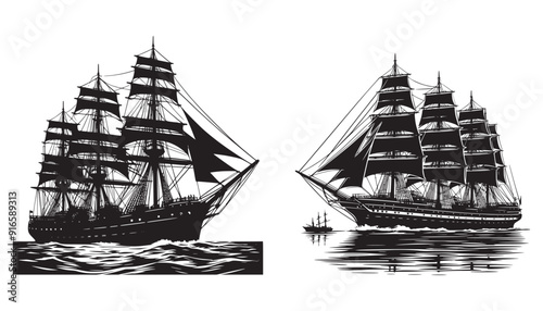 ship in the harbor silhouette