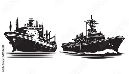 Naval Ships silhouette of a ship