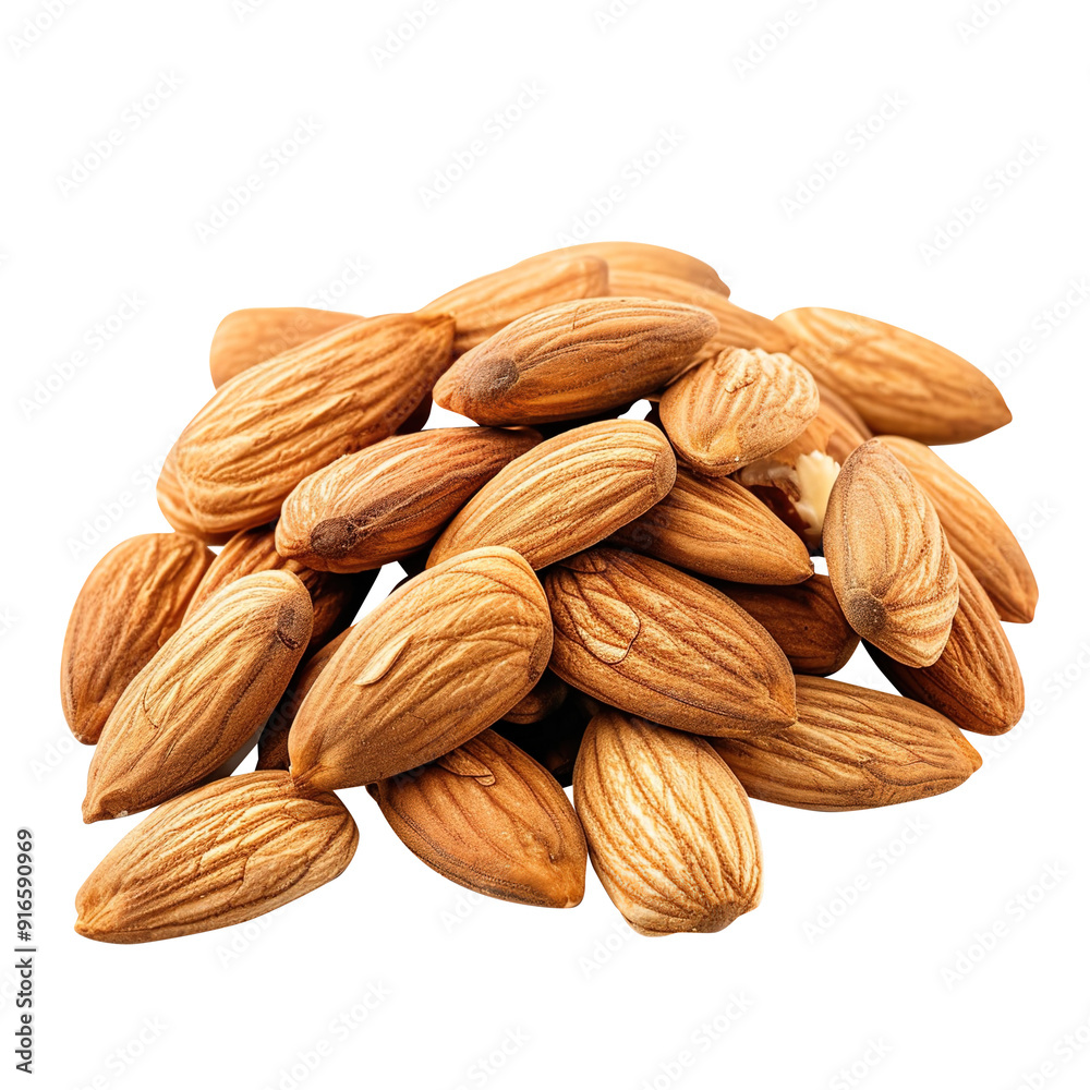 Fototapeta premium almonds on transparent background, clipping path, png 