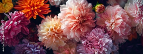 Vibrant Dahlias in a Close-Up