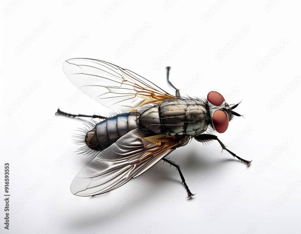 Fly close up isolated on white background. Generated image Fly close up isolated on white background. Generated image