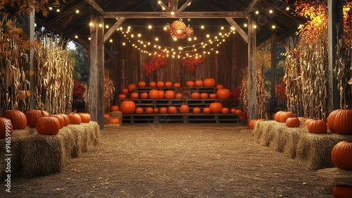 Cozy autumn setting with pu...