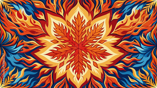 duality of flames and frost in vivid artistic seamless pattern in orange and blue