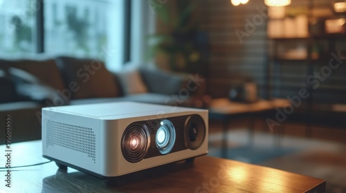 Modern Projector on Coffee Table