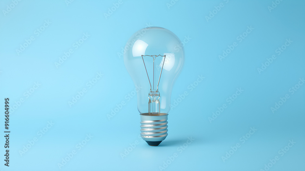 AI image generate of White light bulb on bright blue background in pastel colors. Minimalist concept, bright idea concept, isolated lamp AI image generate of White light bulb on bright blue background in pastel colors. Minimalist concept, bright idea concept, isolated lamp