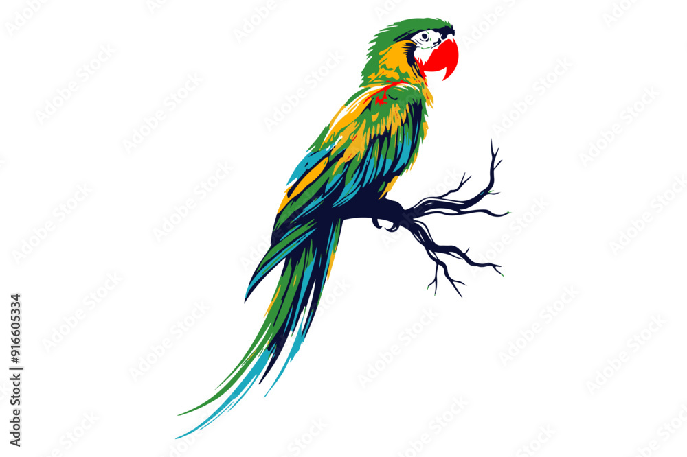 Obraz premium Colourful flying parrot isolated on white