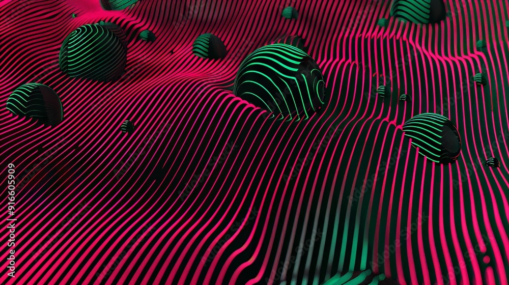 Fototapeta premium abstract futuristic lines of red and green color, on a black background