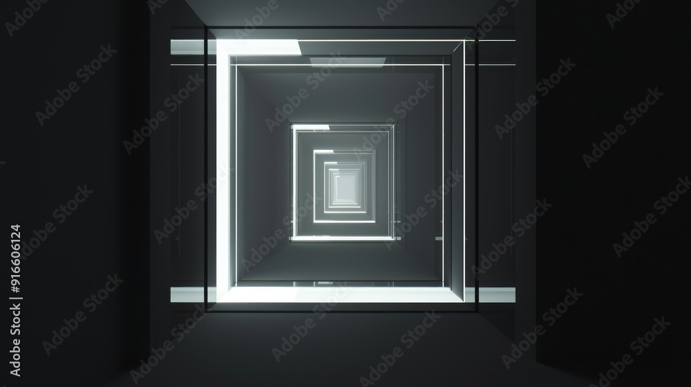 A dark blue hall with tall columns and a glowing door in the center, an empty room with tall pillars creates a majestic atmosphere A dark blue hall with tall columns and a glowing door in the center, an empty room with tall pillars creates a majestic atmosphere