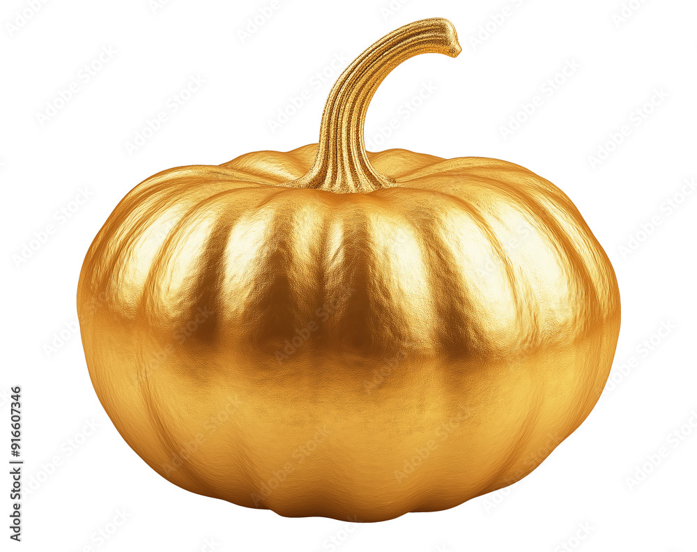 gold metal pumpkin isolated