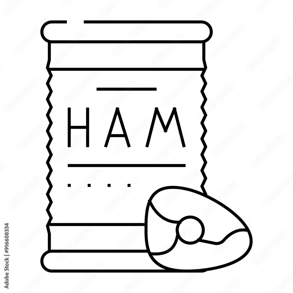 ham canned food line icon vector. ham canned food sign. isolated contour symbol black illustration ham canned food line icon vector. ham canned food sign. isolated contour symbol black illustration