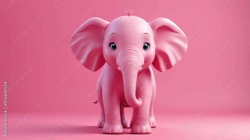 Pink background, smiling vibrant pink elephant. Pink background, smiling vibrant pink elephant.