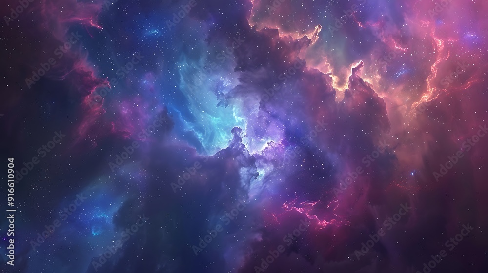 Cosmic Nebula with Vivid Colors and Twinkling Stars Cosmic Nebula with Vivid Colors and Twinkling Stars