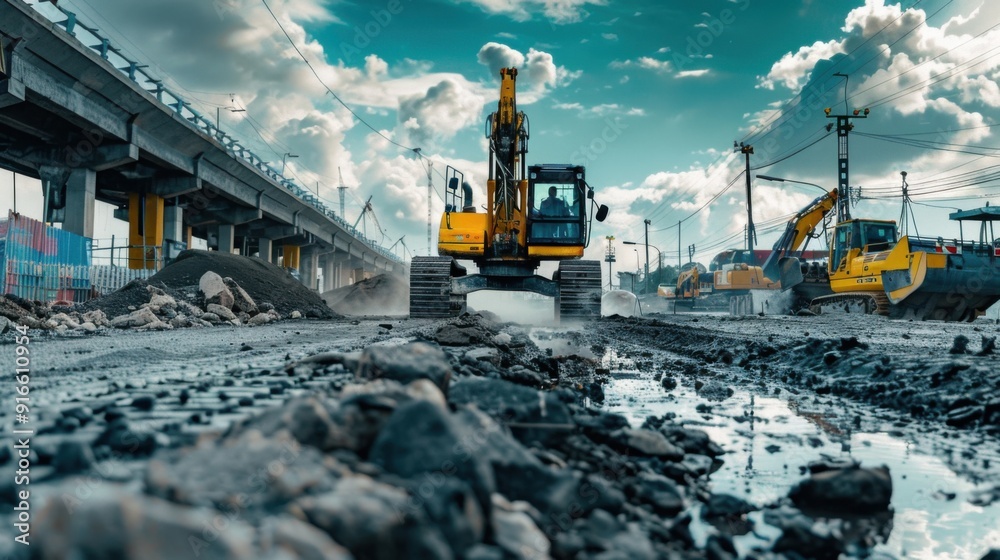 Urban Renewal: A Powerful Excavator Reshapes the Cityscape Urban Renewal: A Powerful Excavator Reshapes the Cityscape