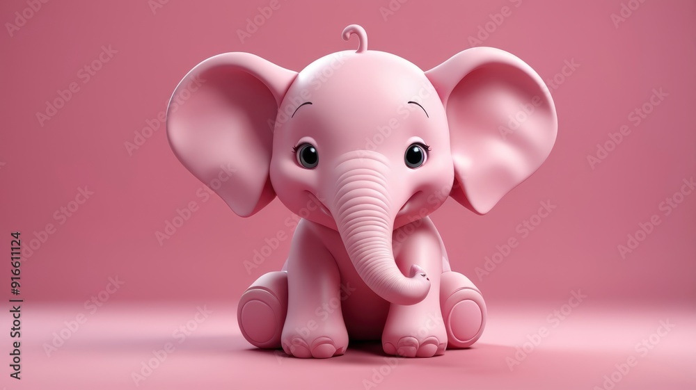 Pink elephant with a smile, pink backdrop. Pink elephant with a smile, pink backdrop.