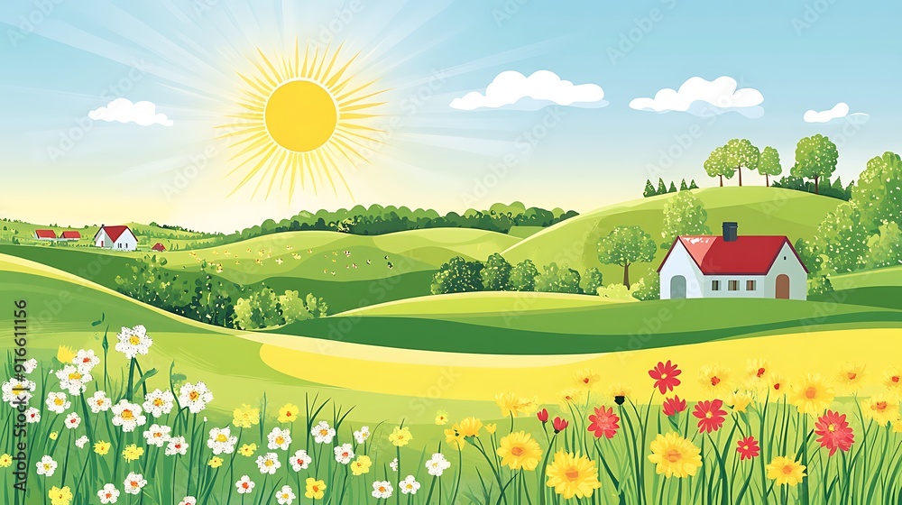 Fototapeta premium Sunny Day in a Green Valley