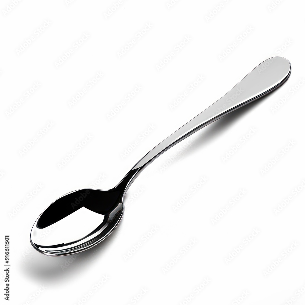 Shiny Silver Teaspoon Isolated on White. Shiny Silver Teaspoon Isolated on White.