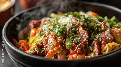 Delicious Steaming Bowl of Korean Beef Stir Fry