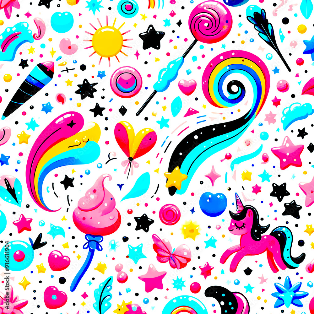 pattern unicorn candy sun seamless pattern unicorn candy sun seamless