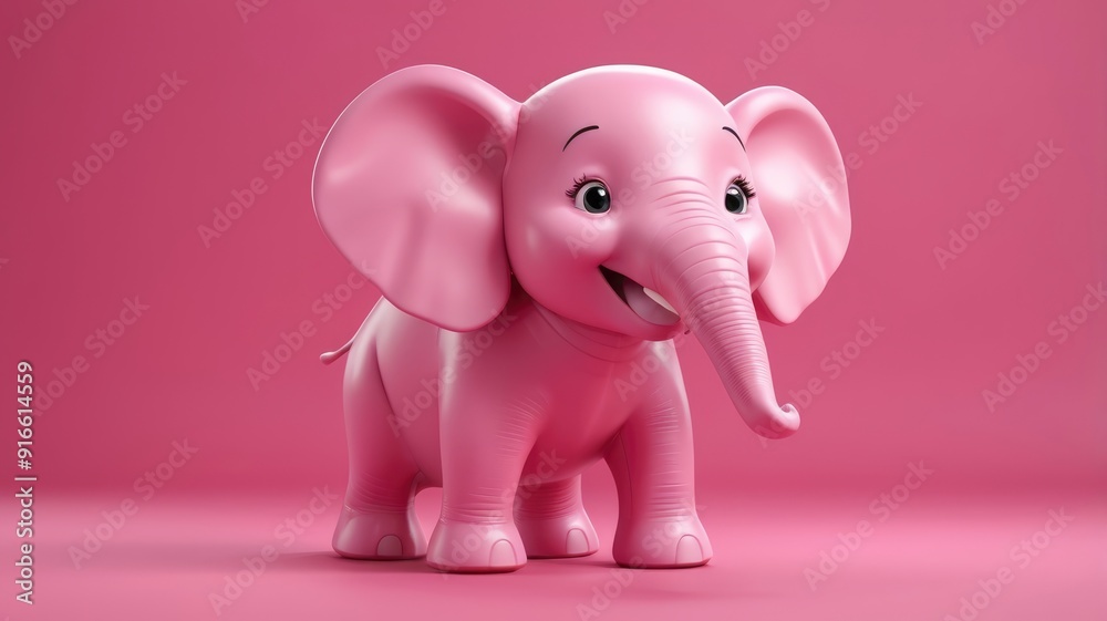 Smiling pink elephant on vibrant pink background Smiling pink elephant on vibrant pink background