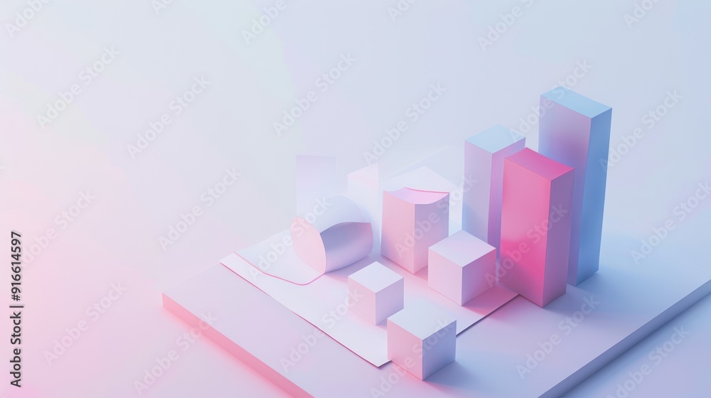 Abstract 3D Render of Pastel-Colored Geometric Shapes Abstract 3D Render of Pastel-Colored Geometric Shapes