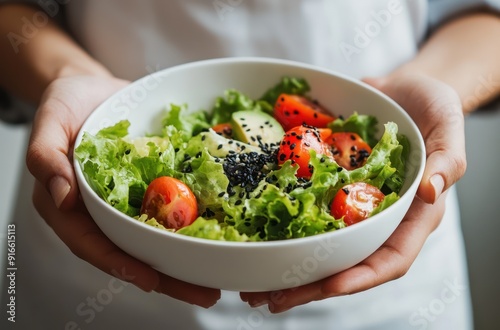 Fresh Salad in Hands