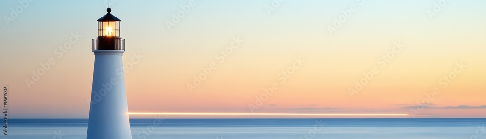 A serene lighthouse standing against a soft pastel sunset, guiding ships safely through calm waters. A serene lighthouse standing against a soft pastel sunset, guiding ships safely through calm waters.
