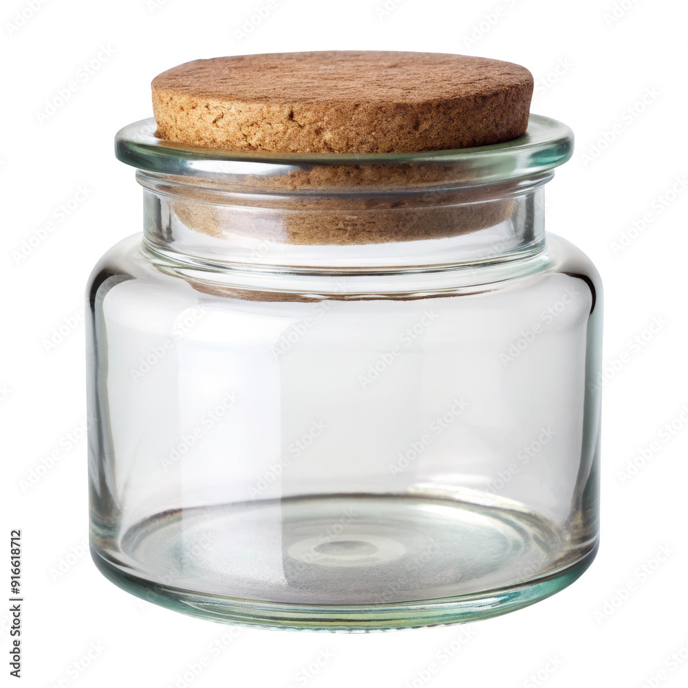 Glass jar with a cork lid, ideal for storing small items or kitchen ingredients. The cork lid gives a natural and rustic feel to the container. Isolated on transparent background, png. Glass jar with a cork lid, ideal for storing small items or kitchen ingredients. The cork lid gives a natural and rustic feel to the container. Isolated on transparent background, png.