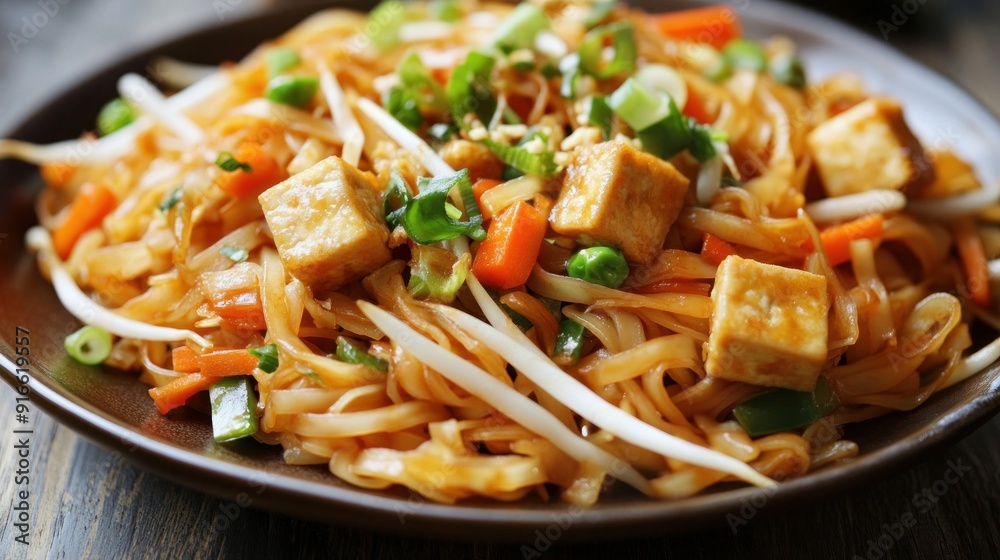 Delicious Pad Thai with Tofu and Vegetables Delicious Pad Thai with Tofu and Vegetables