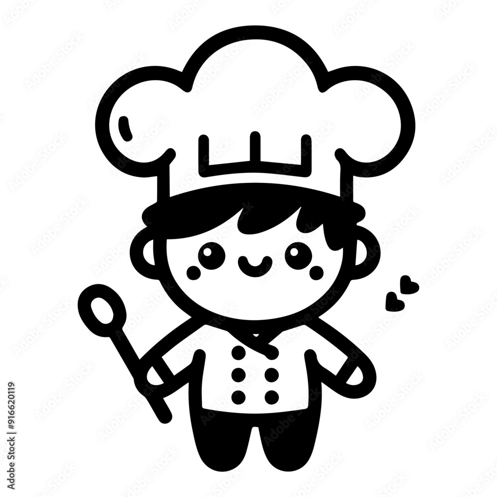 cute chef icon illustration vector flat design cute chef icon illustration vector flat design