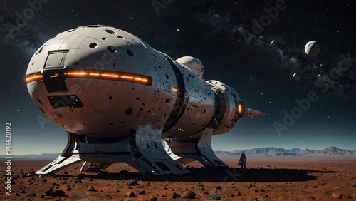 Wallpaper Mural A space tourism company where travelers are boarding a spacecraft, preparing for a fantastical interstellar journey. Torontodigital.ca