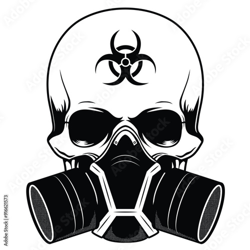 Skull with gas mask vector illustration. 