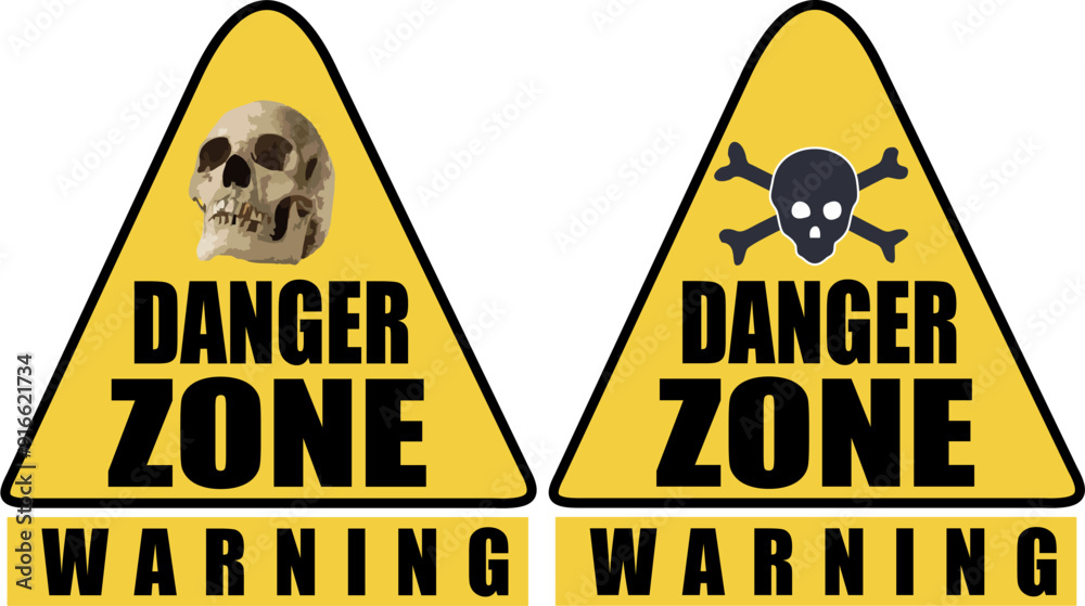 Obraz premium Danger Zone Warning with human Skull