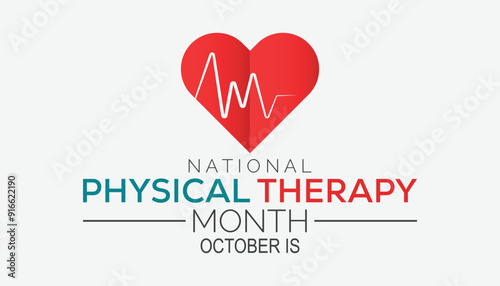Physical therapy month is observed every year on October.Holiday concept background, placard, banner design template Vector illustration background design.