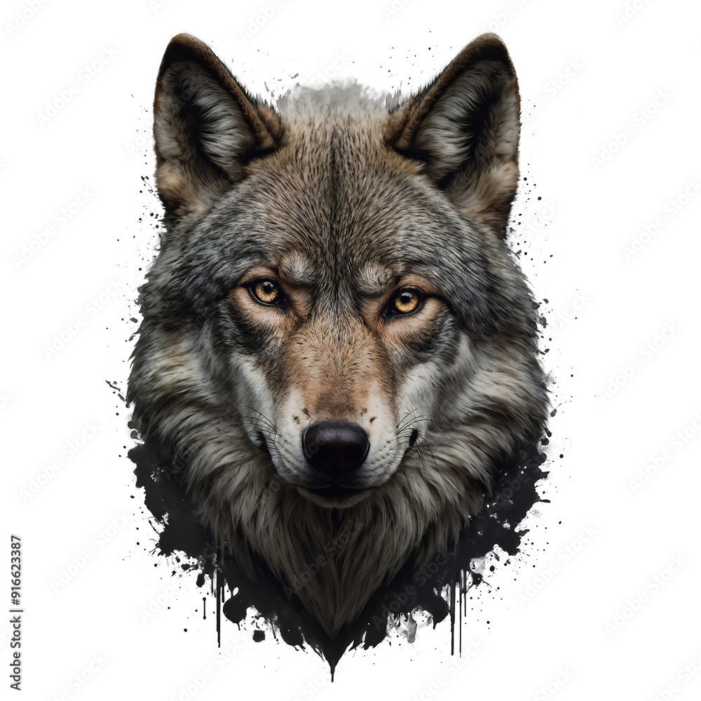Fototapeta premium Close-up of wolf face isolated on a transparent background