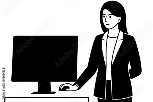 business woman in office using computer