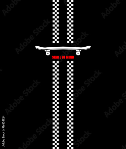 Skate Of Mind, typography, t-shirt graphics, vectors illustration.