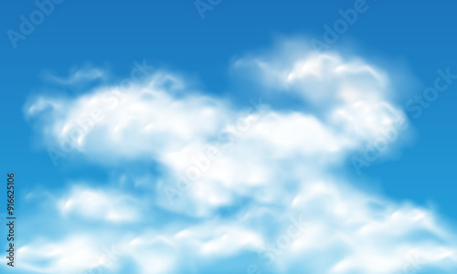 Vector of realistic white cloud on blue sky