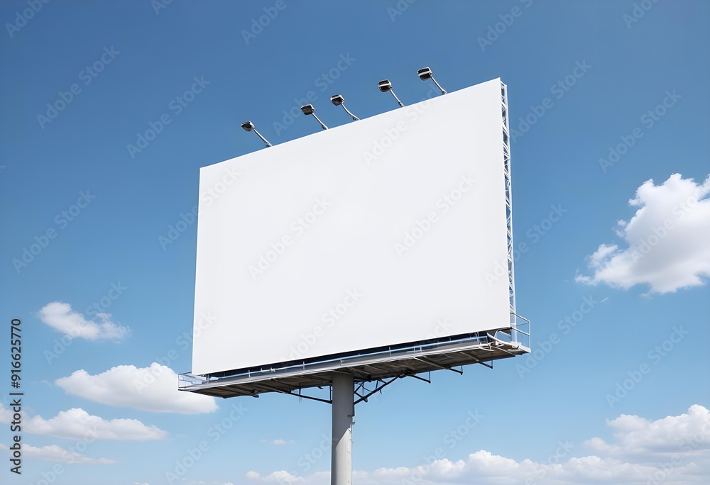 Outdoor billboard mockup on blue sky background Outdoor billboard mockup on blue sky background