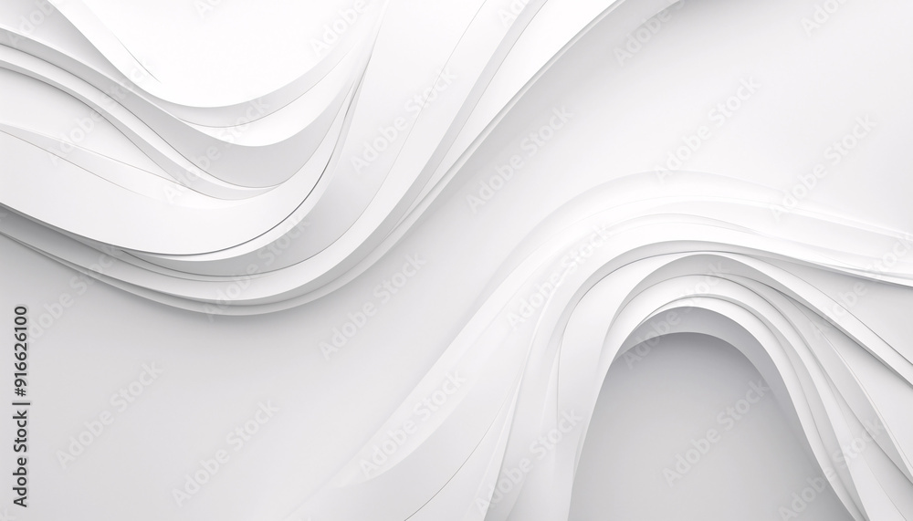 Fototapeta premium abstract minimalist white wave-like curves for modern design backgrounds and layered architectural visualization elements.
