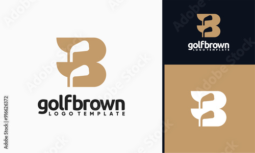 Vector initial letter B with monogram golf stick