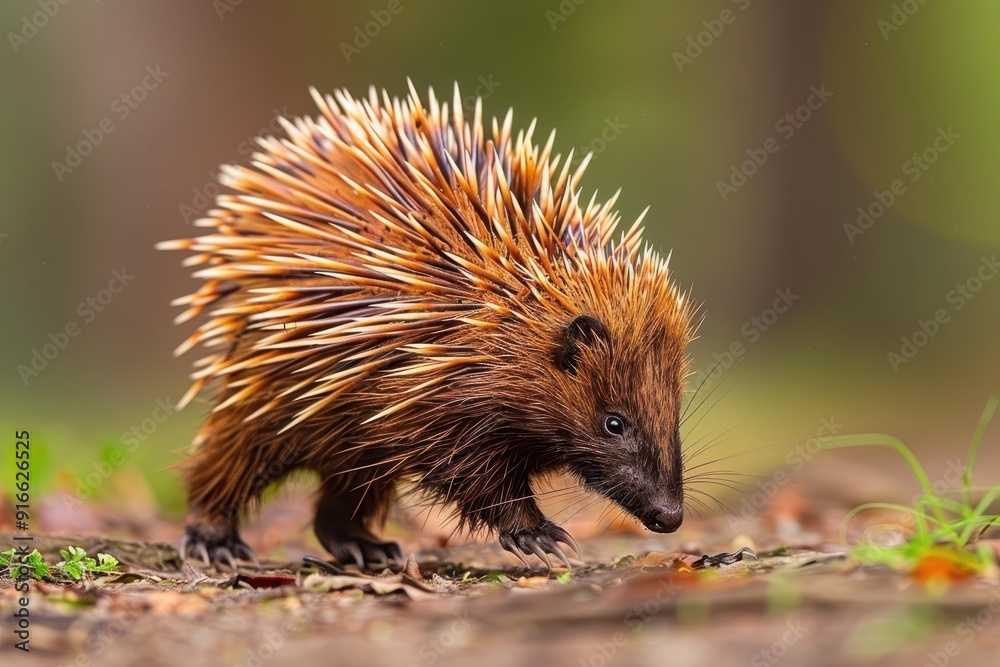 A brown hedgehog is walking on the ground A brown hedgehog is walking on the ground